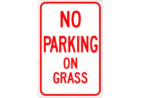 No Parking on Grass Sign